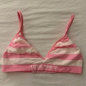 NWOT PINK Victoria's Secret Lounge Bra Pink and White Striped
